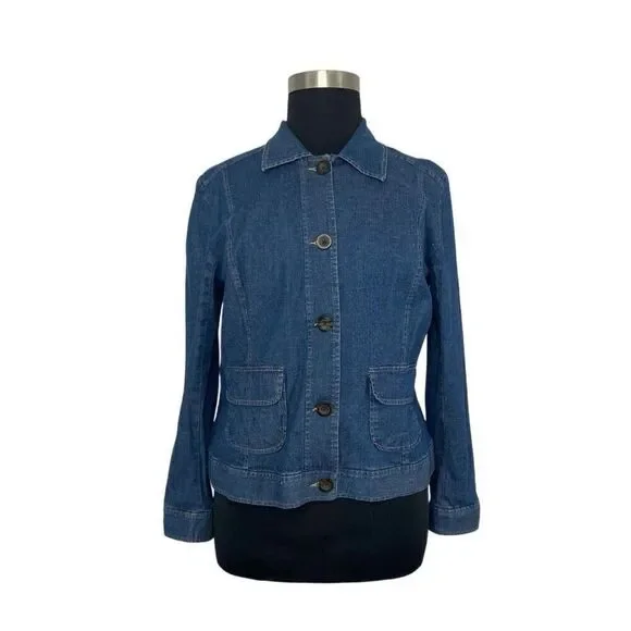 Cherokee XXL 1X Medium Wash Denim Button Down Top Y2K Big Shirt Pockets Western - Picture 9 of 10